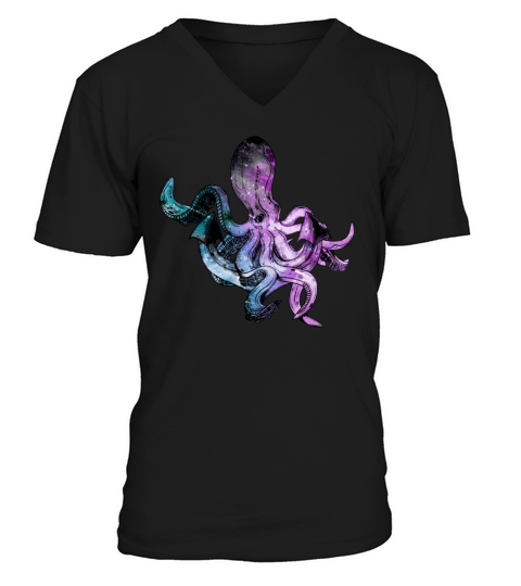 Octopus neon halftone Men's V-Neck T-shirt