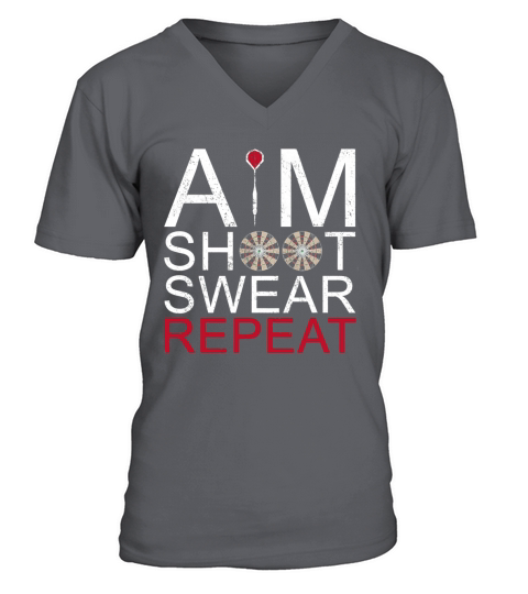 Aim Shoot Swear Repeat Darts Retro Vintage Gift V-Neck T-shirt