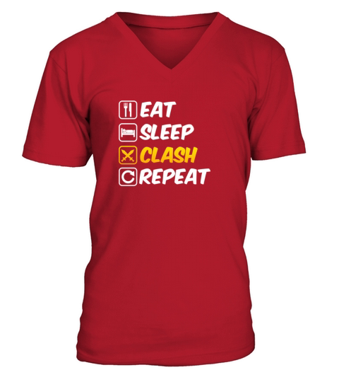 Eat Sleep Clash Repeat Mobile Gaming Clan Men's V-Neck T-shirt