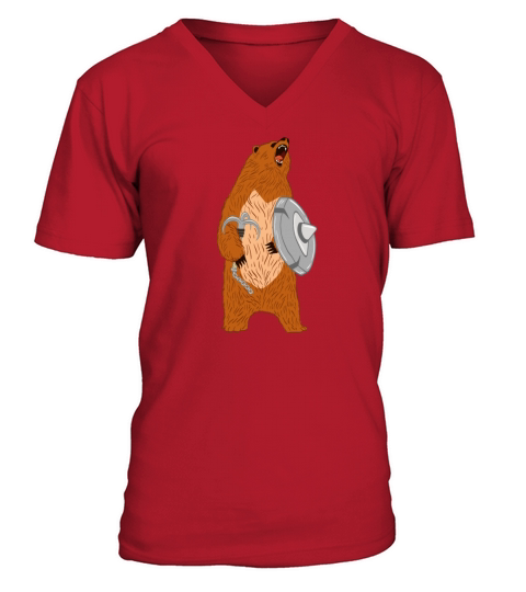Unique Bear Shirt Nice Outdoor Warrior Funny Bear Men's V-Neck T-shirt