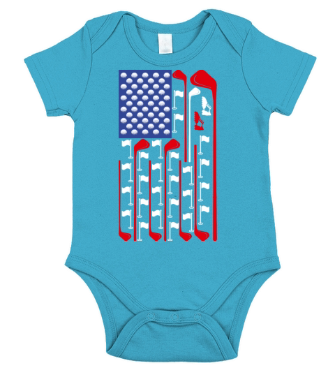 American Flag Golf Club Sports Funny Golfing Gifts Short Sleeve Baby One-Piece