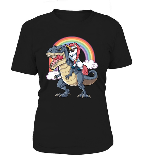Unicorn Riding Dinosaur T rex T Shirt Unicorns Rainbow Gifts 3 Women's T-Shirt