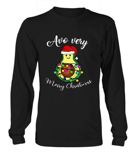 Avo Very Merry Christmas Avocado Christmas Hat Women's Long Sleeve