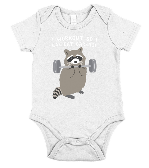 I Workout So I Can Eat Garbage Raccoon Funny Short Sleeve Baby One-Piece