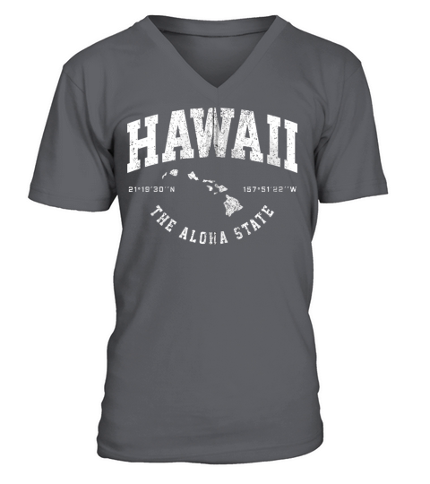 Hawaii Hawaiian Islands Coordinates State Map Souv Men's V-Neck T-shirt