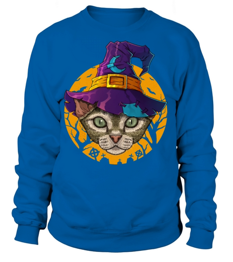 Devon Rex Witch Cat Funny Halloween Costume Creepy Women's Sweatshirt