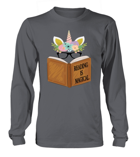 Reading is magical Cute Unicorn Face Book Lovers Long sleeved Unisex