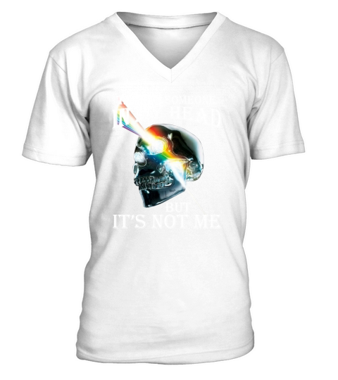 Theres Someone In My Head But Its Not Me Skull Pink Floyd Lgbt Men's V-Neck T-shirt