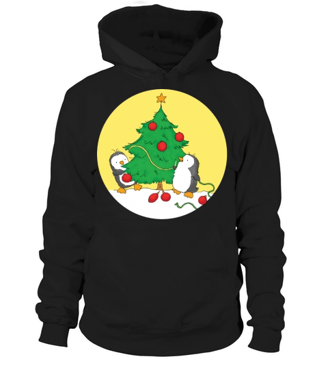 Penguins decorating Christmas Tree Women's Hoodie