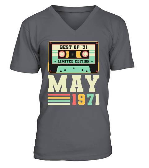 50th Birthday May Gift Vintage 1971 50 Years Men's V-Neck T-shirt
