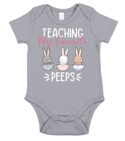 Teaching My Favorite Peeps Funny Easter Teacher Short Sleeve Baby One-Piece