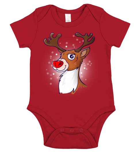 Merry Christmas Rudolph The Red Nosed Reindeer Short Sleeve Baby One-Piece
