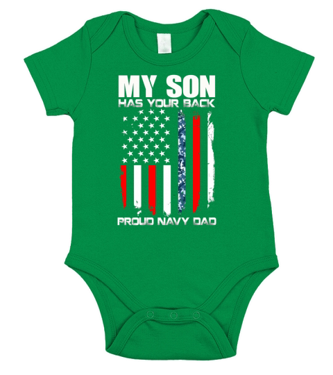 My Son Has Your Back Proud Navy Dad American Flag Short Sleeve Baby One-Piece