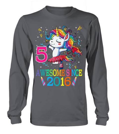 5th Birthday Unicorn Awesome Since 2016 T-Shirt Women's Long Sleeve