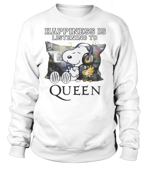 Snoopy und Woodstock Glück hört Königin T-Shirt Sweatshirt Unisex