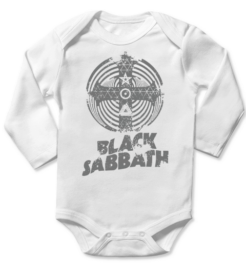 Black Sabbath Paranoid Cross Long Sleeve Baby One-Piece