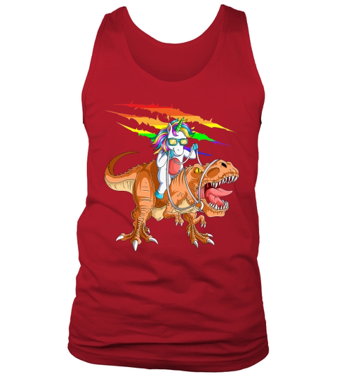 Unicorn Riding T Rex Tank Top Unisex