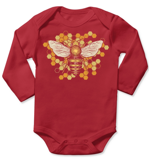 Cute Bee Honeycomb Nature Beekeeper Art Long Sleeve Baby One-Piece