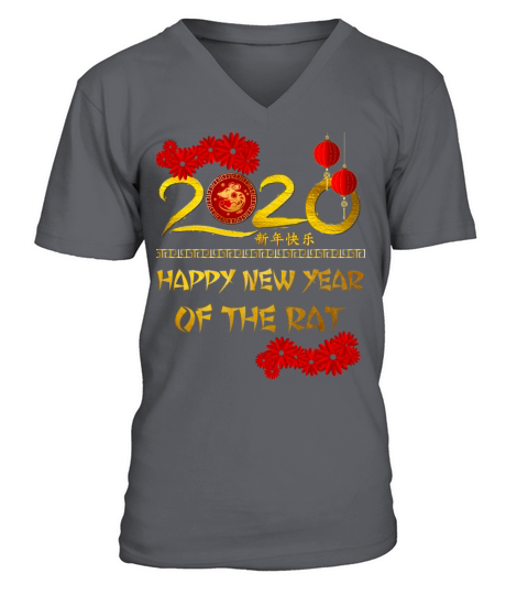 2020 Year of The Rat Happy Chinese New Year Gift Men's V-Neck T-shirt