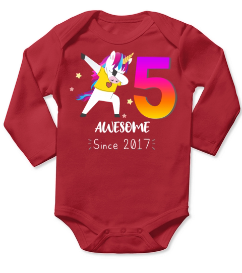 5 Years Old Unicorn Flossing Long Sleeve Baby One-Piece
