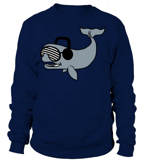 hipster cool glasses music party dj gray whale blu Women's Sweatshirt
