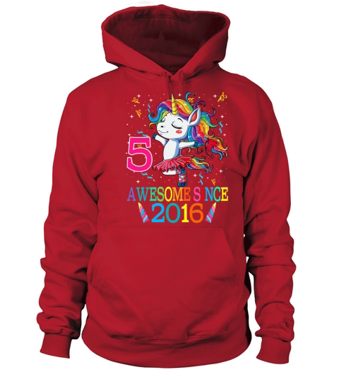 5th Birthday Unicorn Awesome Since 2016 T-Shirt Women's Hoodie