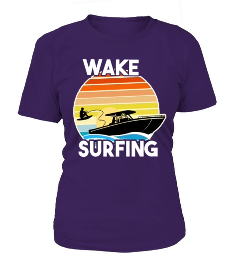 Retro Wake Surfing Gift Print Vintage Boat Lake Women's T-Shirt
