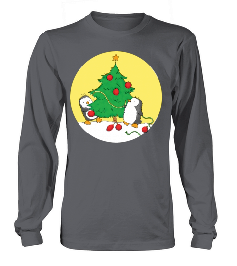 Penguins decorating Christmas Tree Women's Long Sleeve