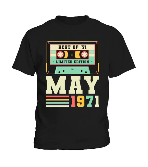 50th Birthday May Gift Vintage 1971 50 Years Kids T-Shirt