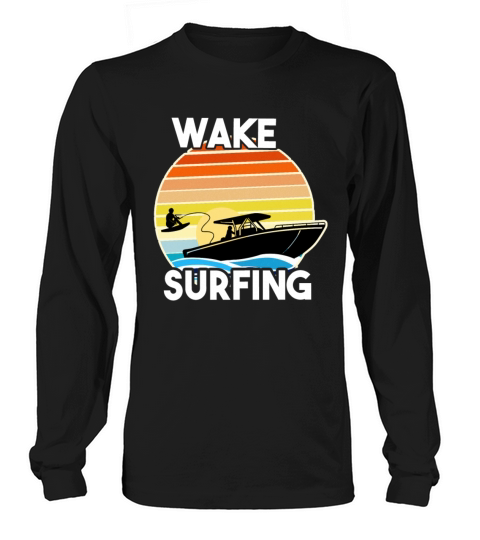 Retro Wake Surfing Gift Print Vintage Boat Lake Men's Long Sleeve