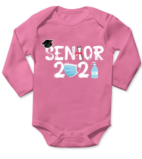 Graduating Senior Class 2021 Quarantine Mask Long Sleeve Baby One-Piece