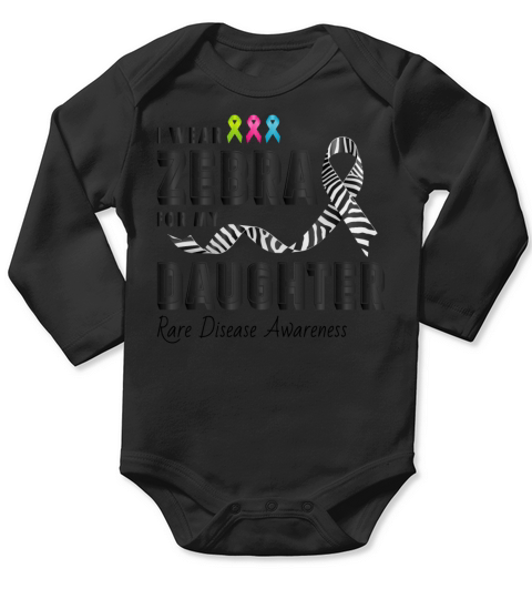 Rare Disease Awareness Day Zebra Ribbon Daughter Long Sleeve Baby One-Piece