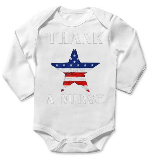 Thank A Nurse American Flag Long Sleeve Baby One-Piece