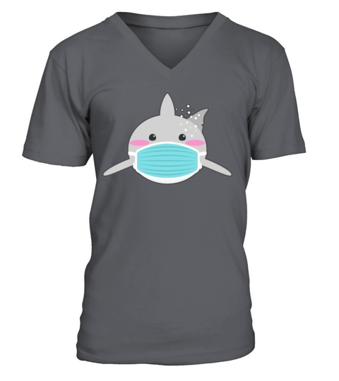 Shark Face Mask masked Virus Quarantine Covid Men's V-Neck T-shirt