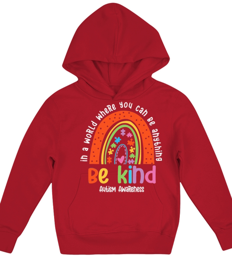Autism Son Child Daughter Mom Be Kind Rainbow Kids Hoodie