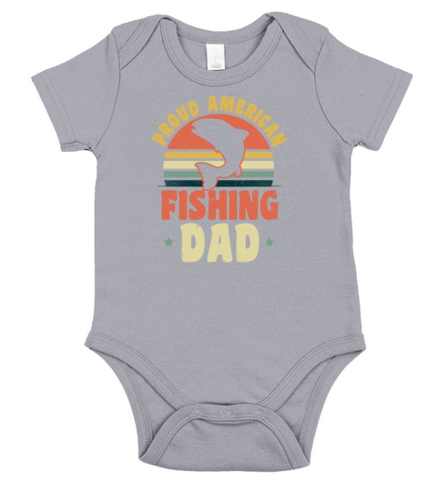 Dad Fishing Proud American Gift Short Sleeve Baby One-Piece