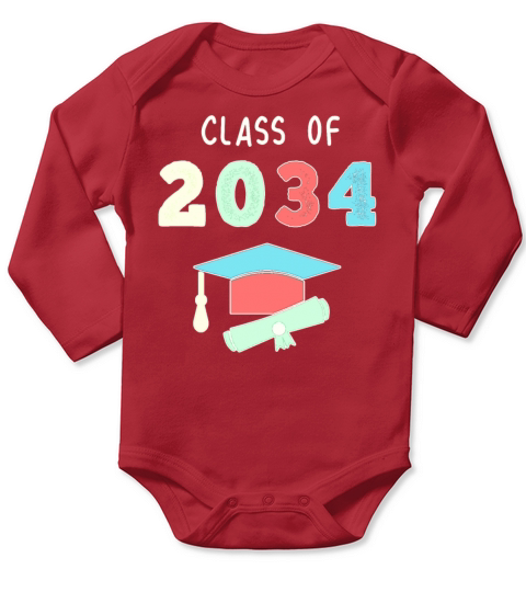 School graduation senior class 2034 Long Sleeve Baby One-Piece