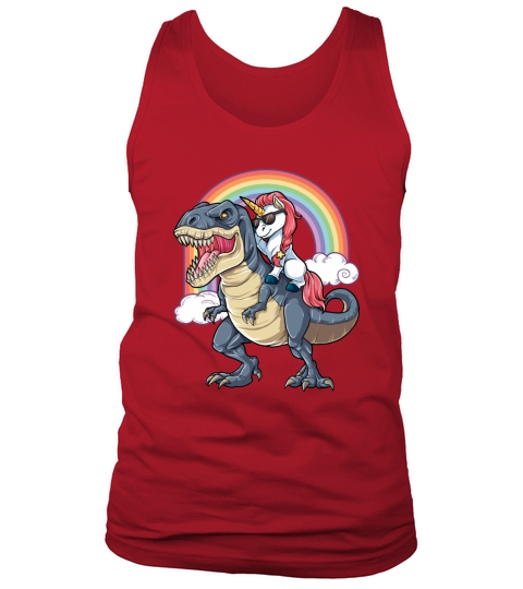 Unicorn Riding Dinosaur T rex T Shirt Unicorns Rainbow Gifts 3 Tank Top Unisex