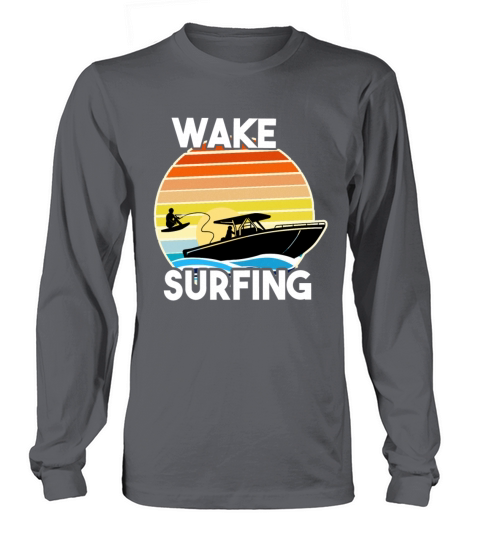 Retro Wake Surfing Gift Print Vintage Boat Lake Women's Long Sleeve