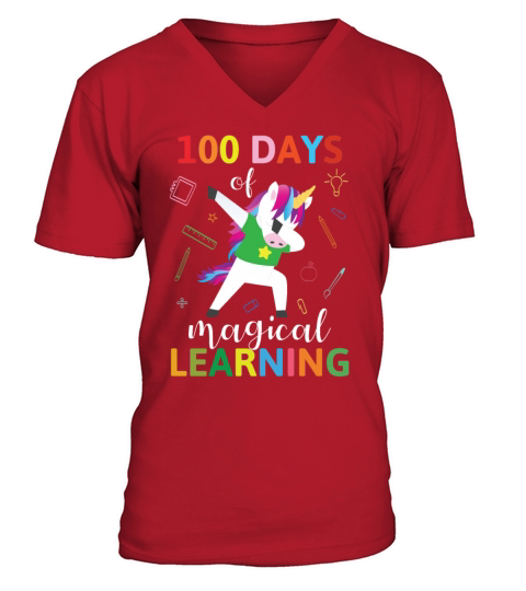 100th Day of School Unicorn Girls 100 Days of Scho Men's V-Neck T-shirt