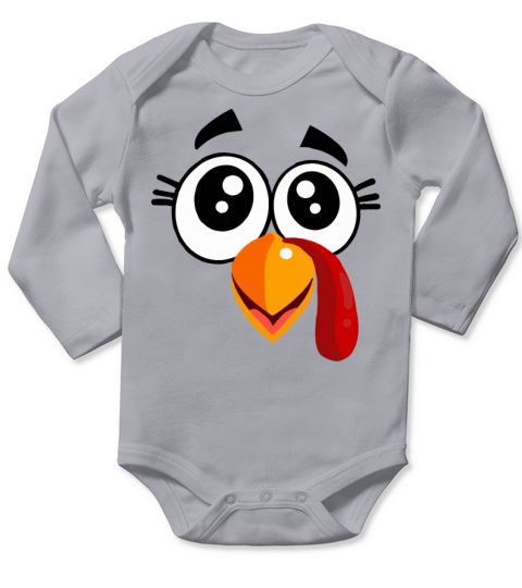 Thanksgiving Turkey Face Long Sleeve Baby One-Piece