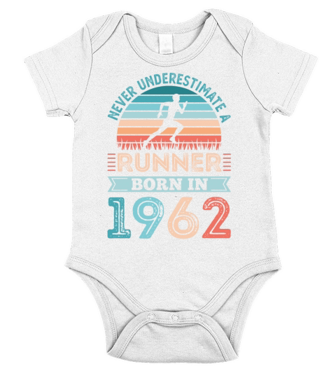 Runner born in 1962 60th Birthday Gift Running Dad Short Sleeve Baby One-Piece