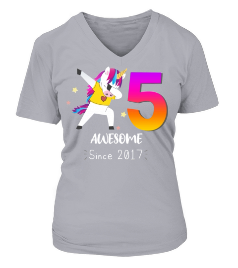 5 Years Old Unicorn Flossing V-neck T-Shirt Woman