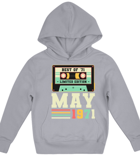 50th Birthday May Gift Vintage 1971 50 Years Kids Hoodie