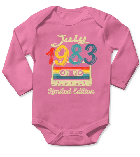 Vintage July 1983 Cassette Tape 38th Birthday Long Sleeve Baby One-Piece