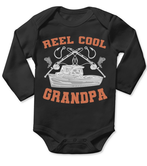 Funny Fishing Decals Gifts Reel Cool Grandpa Fathe Long Sleeve Baby One-Piece
