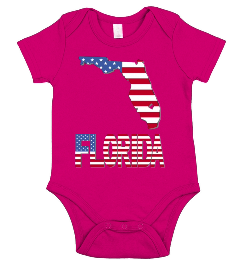 Florida Map US Flag Short Sleeve Baby One-Piece