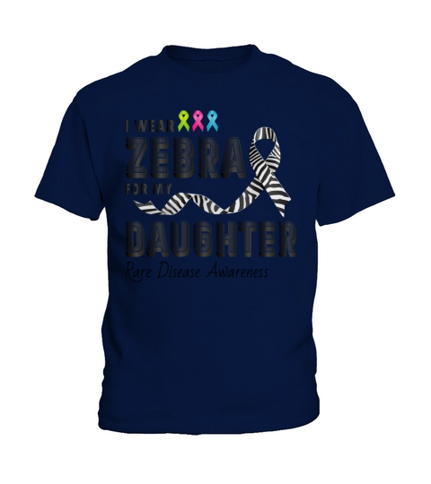 Rare Disease Awareness Day Zebra Ribbon Daughter Kids T-Shirt