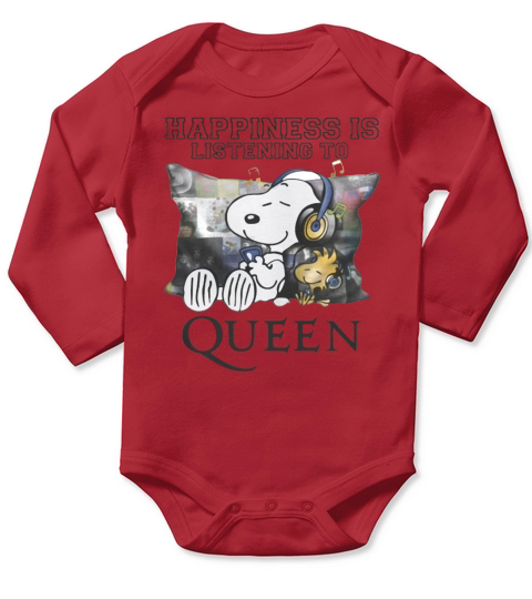 Snoopy und Woodstock Glück hört Königin T-Shirt Long Sleeve Baby One-Piece