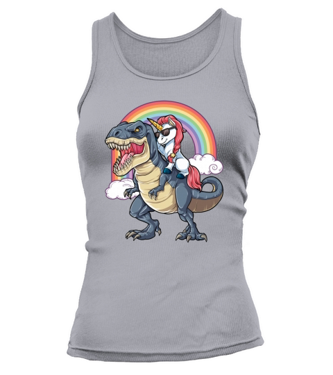 Unicorn Riding Dinosaur T rex T Shirt Unicorns Rainbow Gifts 3 Tank top Woman